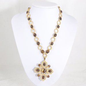 NWT Luxe Rachel Zoe Cabochon Link Necklace with Pin/Enhancer